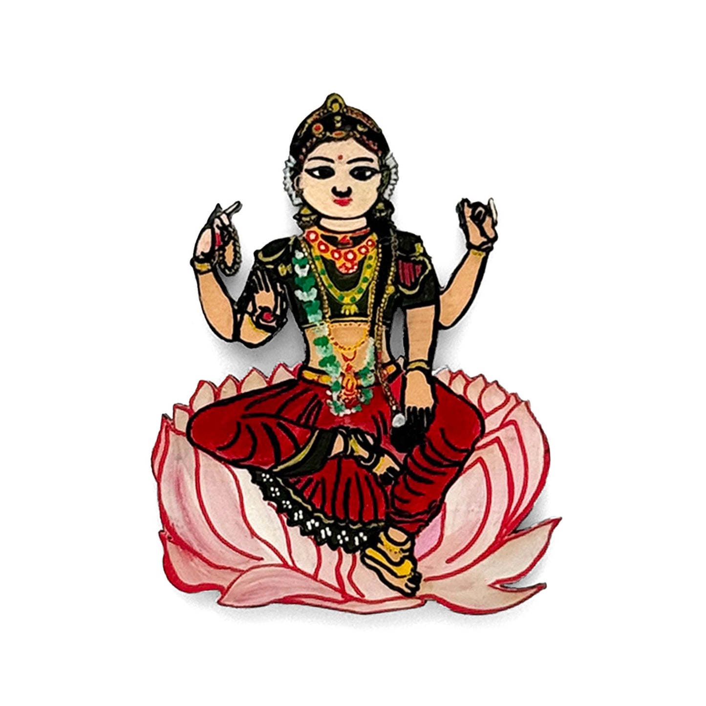 Laxmi Ji Hand-Painted Wooden Fridge Magnet