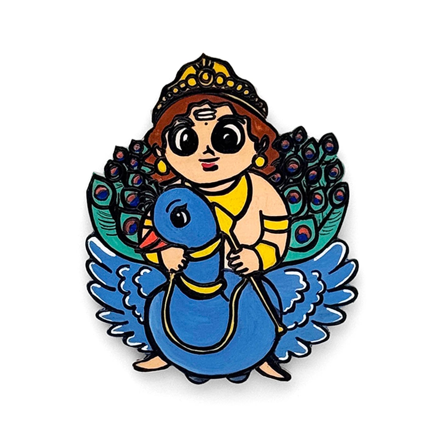 Lord Murugan Hand-Painted Wooden Fridge Magnet