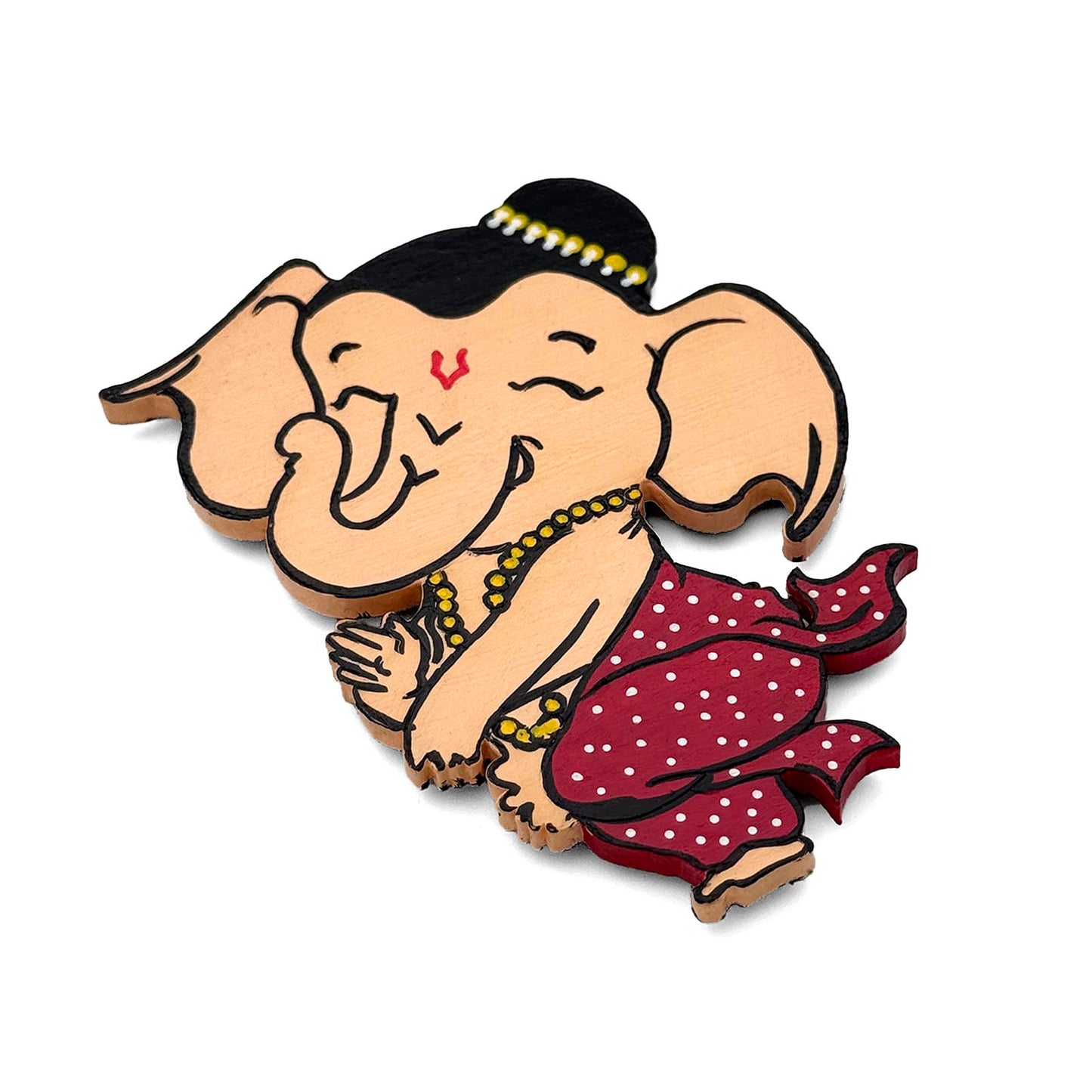 Bal Ganesha Hand-Painted Wooden Fridge Magnet