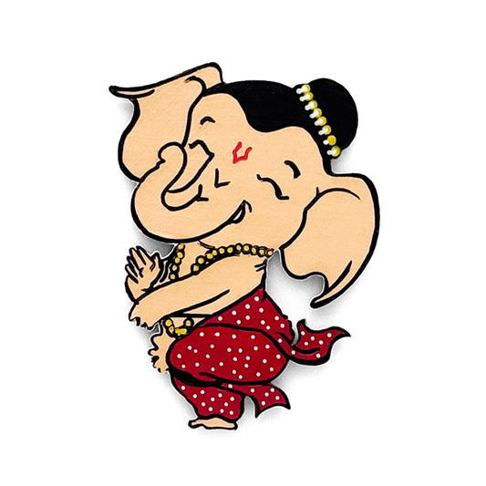 Bal Ganesha Hand-Painted Wooden Fridge Magnet