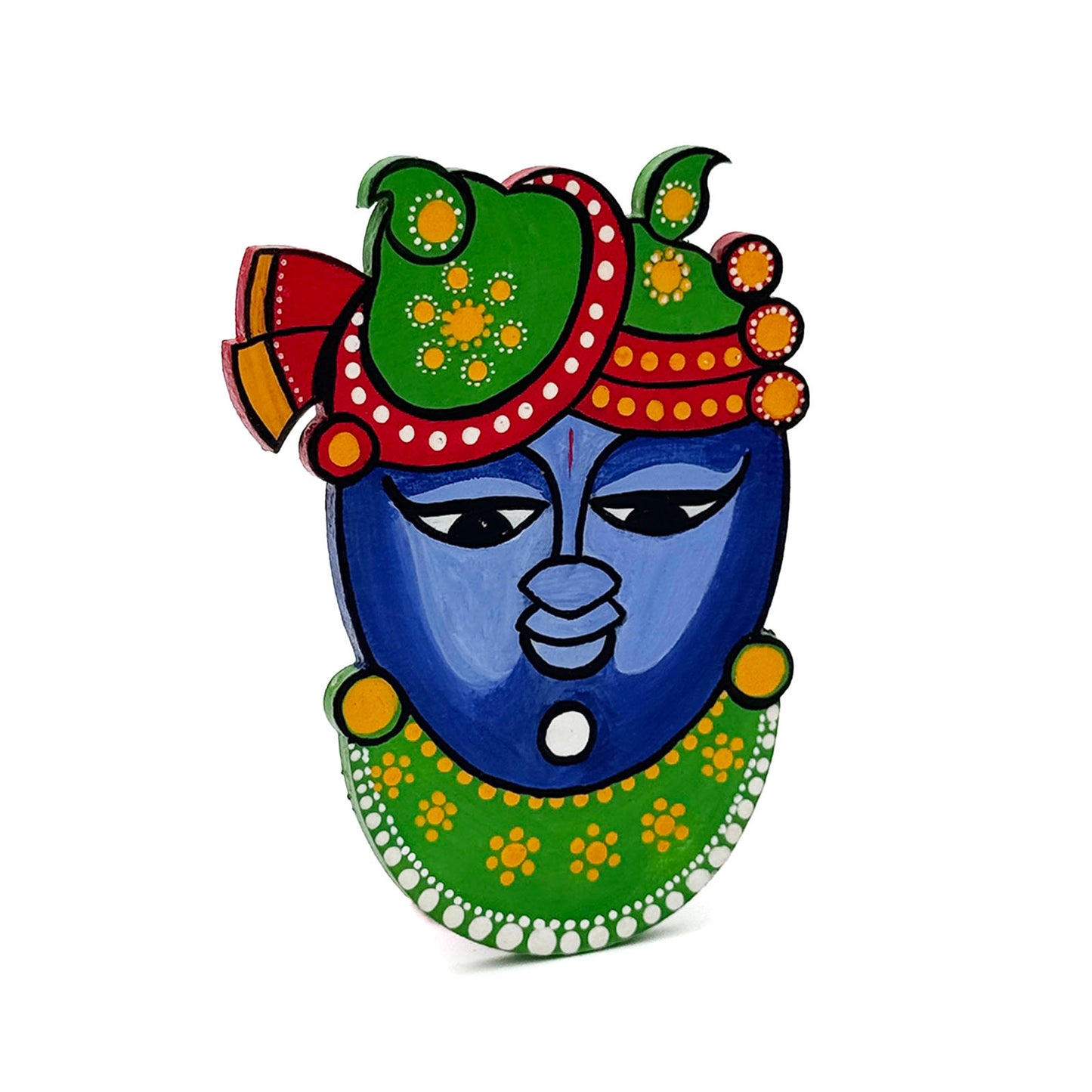 Shrinathji Face Hand-Painted Wooden Fridge Magnet