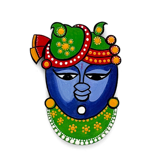 Shrinathji Face Hand-Painted Wooden Fridge Magnet