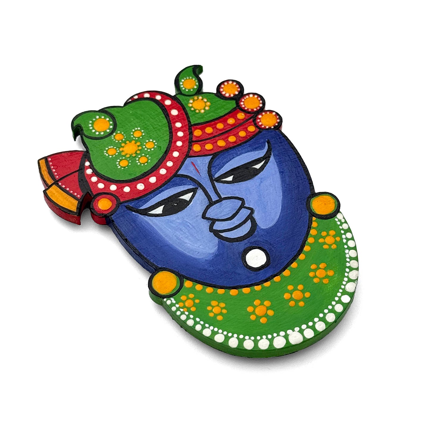 Shrinathji Face Hand-Painted Wooden Fridge Magnet
