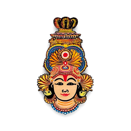 Goddess Mariamman Hand-Painted Wooden Fridge Magnet