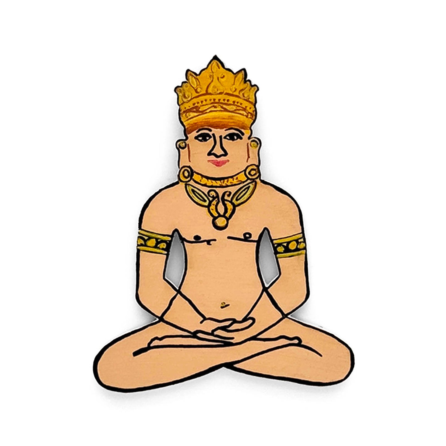 Jain Tirthankara Hand-Painted Wooden Fridge Magnet