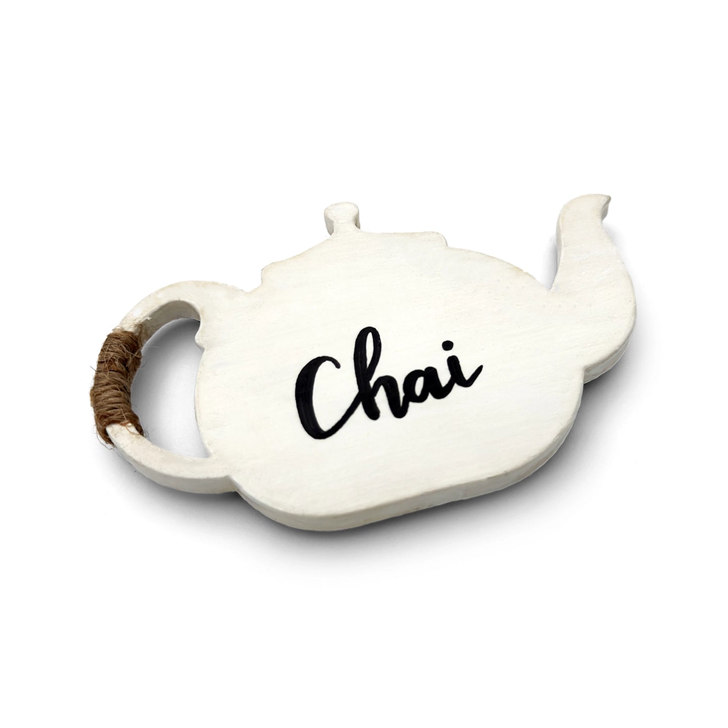 Chai Hand-Painted Wooden Kettle Fridge Magnet - White